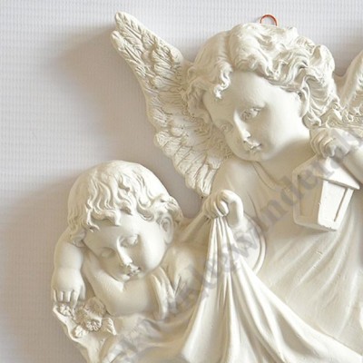 ANIOŁ STRÓŻ Z LATARENKĄ - płaskorzeźba wys. 21 cm - 5984