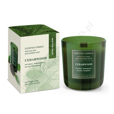 ŚWIECA ZAPACHOWA W SZKLE - ZAPACH SANDALWOOD LUB CEDARWOOD -50804