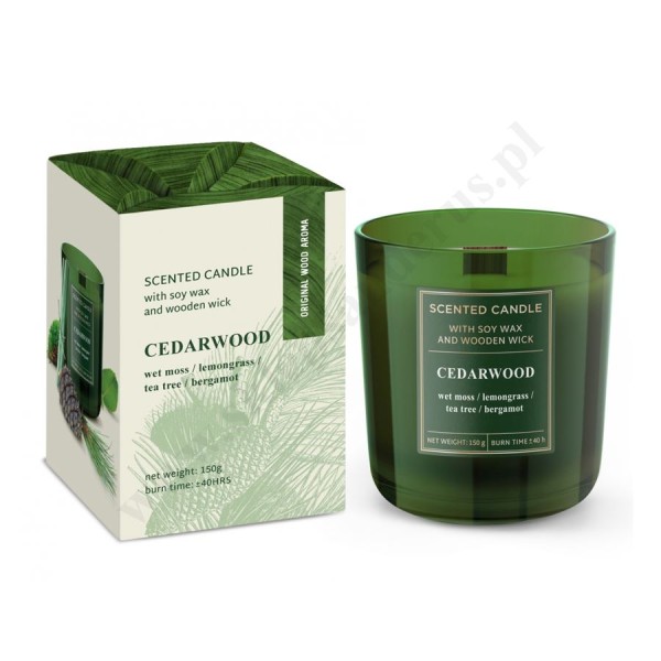 ŚWIECA ZAPACHOWA W SZKLE - ZAPACH SANDALWOOD LUB CEDARWOOD -50804
