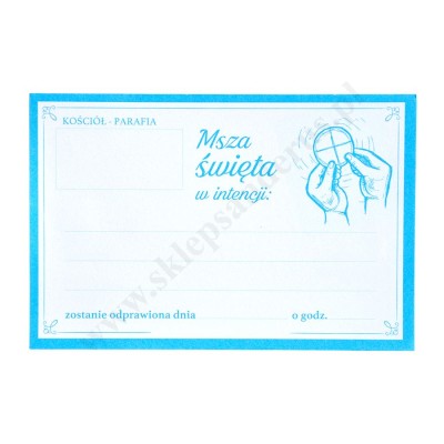 INTENCJE MSZALNE - karteczka 15 x 10 cm - paczka 100 szt. - 76440