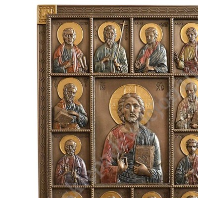 JEZUS I DWUNASTU APOSTOŁÓW - płaskorzeźba 22.7 x 30.3 cm - 45100