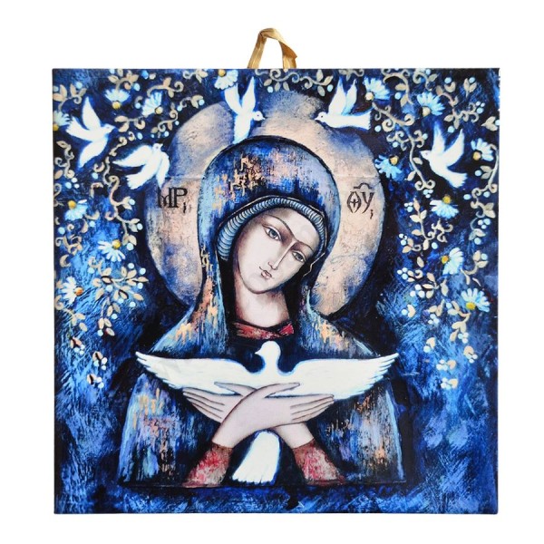 MATKA BOŻA NIOSĄCA DUCHA ŚWIĘTEGO - obrazek na ceramice 15 x 15 cm - 30857