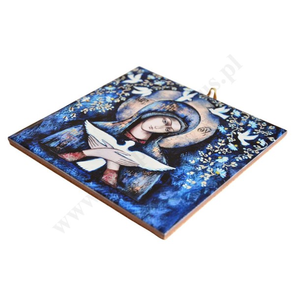 MATKA BOŻA NIOSĄCA DUCHA ŚWIĘTEGO - obrazek na ceramice 15 x 15 cm - 30857