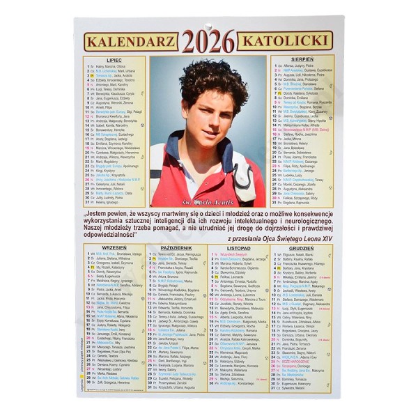 KALENDARZ JEDNOKARTKOWY NA ŚCIANĘ 2026 - format 24.2 x 34.7 cm - 9090