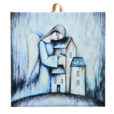 POD SKRZYDŁAMI ANIOŁA - obrazek na ceramice 15 x 15 cm - 30844