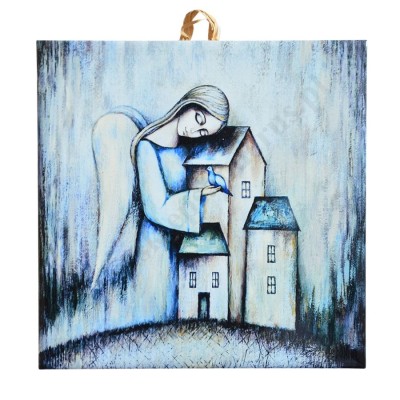 POD SKRZYDŁAMI ANIOŁA - obrazek na ceramice 10 x 10 cm - 30828