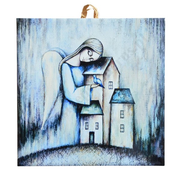 POD SKRZYDŁAMI ANIOŁA - obrazek na ceramice 10 x 10 cm - 30828