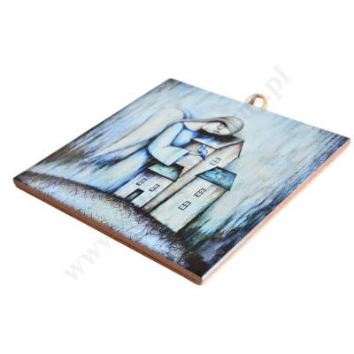 POD SKRZYDŁAMI ANIOŁA - obrazek na ceramice 10 x 10 cm - 30828
