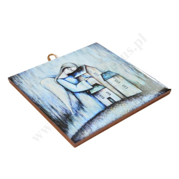 POD SKRZYDŁAMI ANIOŁA - obrazek na ceramice 10 x 10 cm - 30828