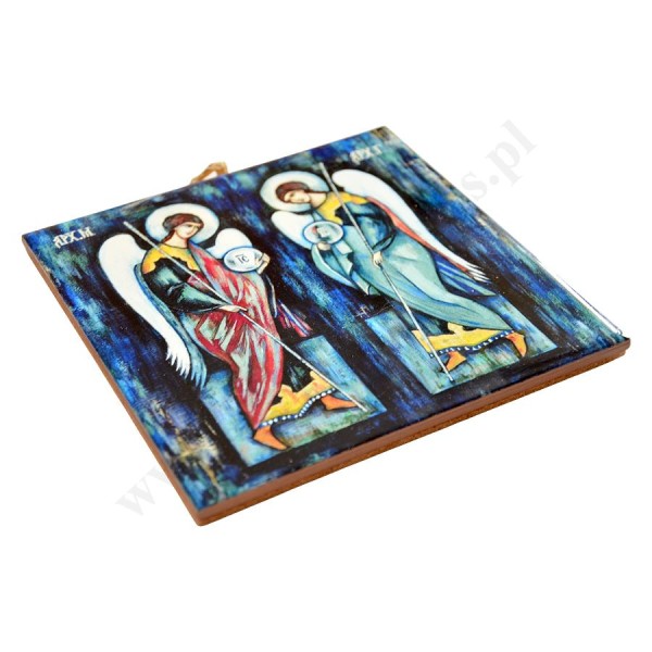 ARCHANIOŁ MICHAŁ I GABRIEL - obrazek na ceramice 15 x 15 cm - 30850