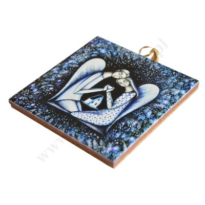 ANIOŁY Z SERCEM - obrazek na ceramice 10 x 10 cm - 30834