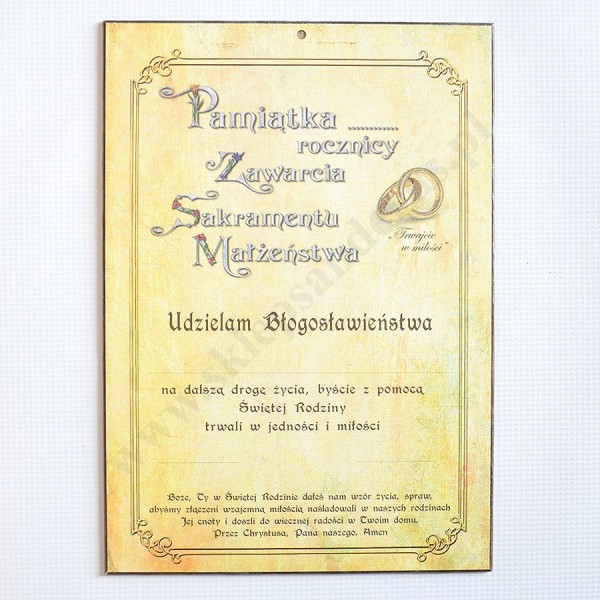 ŚWIĘTA RODZINA. PAMIĄTKA ROCZNICY ŚLUBU - obrazek format A4 - 79882