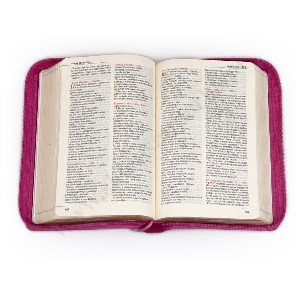 BIBLIA DLA KOBIET - suwak, złocone brzegi kartek, malinowa