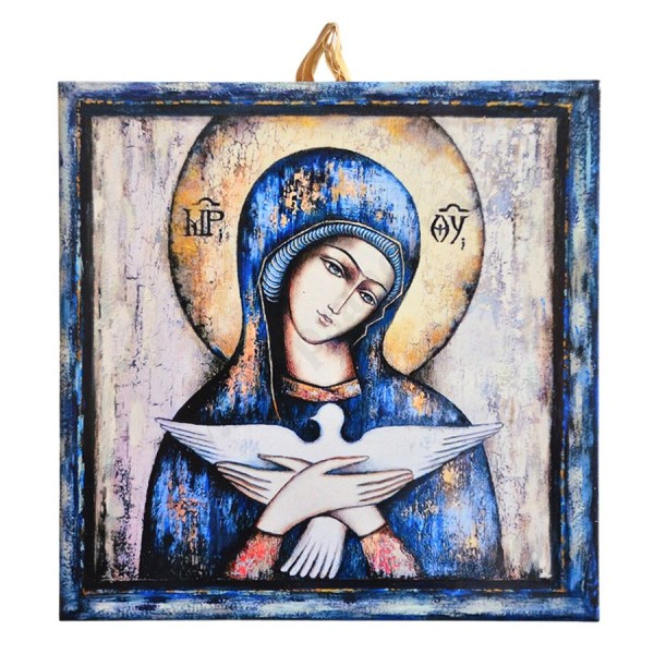MATKA BOŻA NIOSĄCA DUCHA ŚWIĘTEGO - obrazek na ceramice 10 x 10 cm - 30819