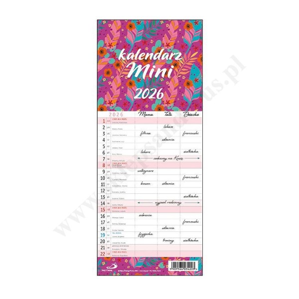 KALENDARZ RODZINNY MINI 2026 KALENDARZ RODZINNY MINI 2026