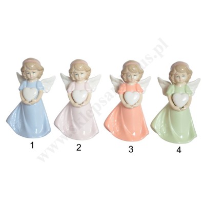 ANIOŁ PORCELANOWY - wys. 14.5 cm - mix wzorów - 68839