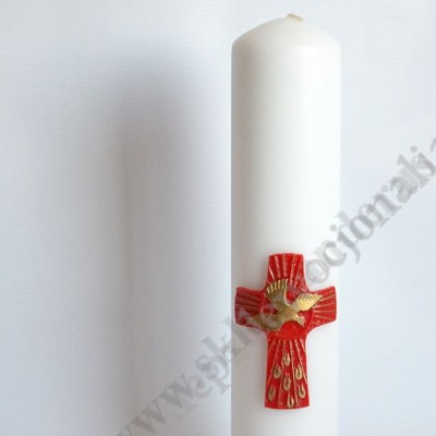 ŚWIECA OŁTARZOWA Z APLIKACJĄ DUCHA ŚW. - wys. 30 cm - 80495