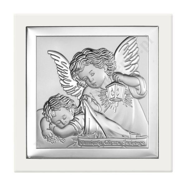 ANIOŁ STRÓŻ - OBRAZEK SREBRNY 10 x 10 cm - 6430/2W ANIOŁ STRÓŻ - OBRAZEK SREBRNY 10 x 10 cm - 6430/2W