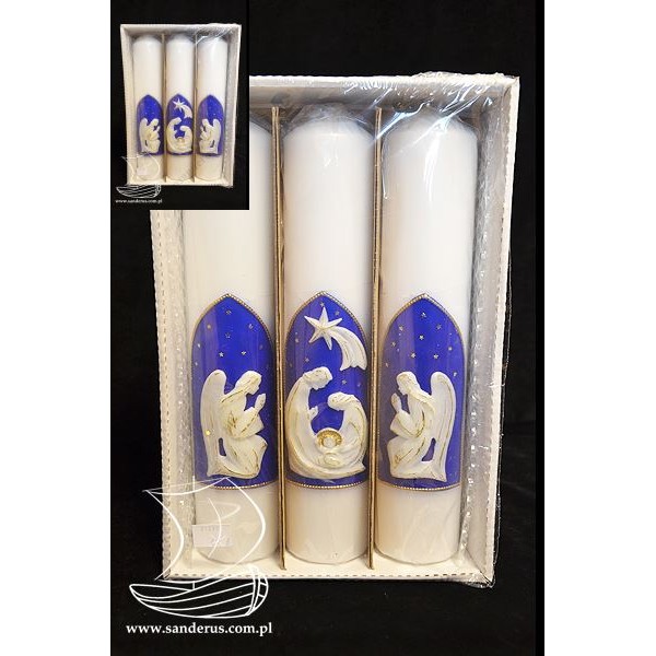 KOMPLET ŚWIEC - BOŻE NARODZENIE - wys. 30 cm - 61338