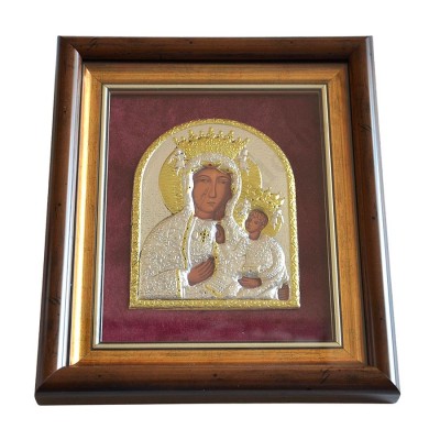 MATKA BOŻA CZĘSTOCHOWSKA - ikona w ramce za szkłem 23.3 x 27.3 cm - 86747