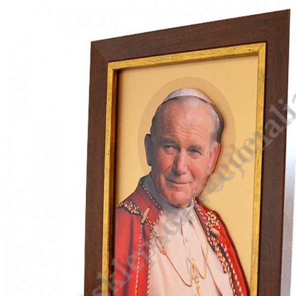 ŚWIĘTY JAN PAWEŁ II - ceramika żywiczna w ramie 21.4 x 28.2 cm - 0932