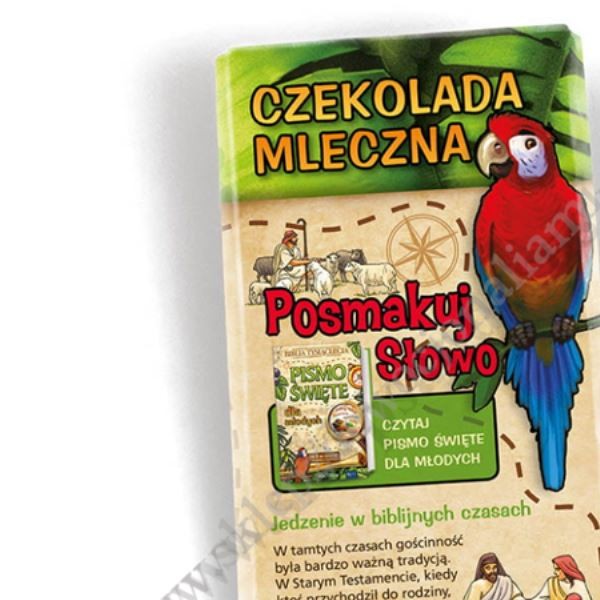 CZEKOLADA Z PAPUGĄ - czekolada mleczna z motywami biblijnymi - 0421