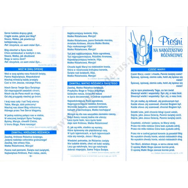 PIEŚNI NA NABOŻEŃSTWO RÓŻAŃCOWE - folder - 89478