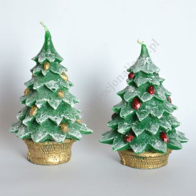 ŚWIECA CHOINKA - wys.14 cm - mix wzorów - 69188
