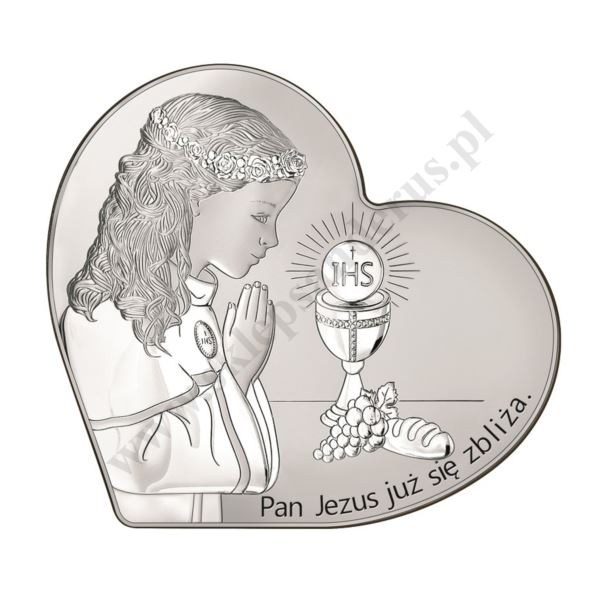 PAMIĄTKA I KOMUNII ŚWIĘTEJ - OBRAZEK SREBRNY 11 x 10 cm - 6750S/2A