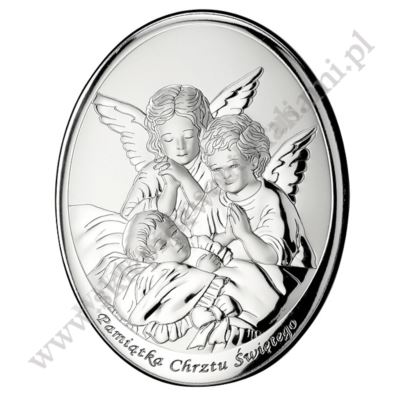 ANIOŁ STRÓŻ - OBRAZEK SREBRNY - 000606.
