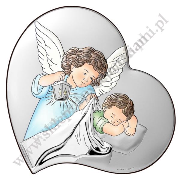ANIOŁ STRÓŻ - OBRAZEK SREBRNY - 6748/3COL ANIOŁ STRÓŻ - OBRAZEK SREBRNY - 6748/3COL