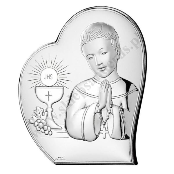 PAMIĄTKA I KOMUNII ŚWIĘTEJ - OBRAZEK SREBRNY 12 x 14.5 cm - 81093/2L PAMIĄTKA I KOMUNII ŚWIĘTEJ - OBRAZEK SREBRNY 12 x 14.5 cm - 81093/2L