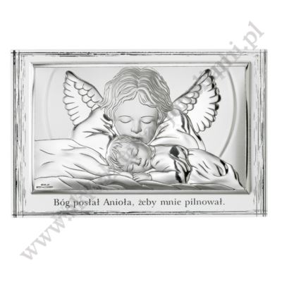 ANIOŁ STRÓŻ - OBRAZEK SREBRNY - 81288/4LPL