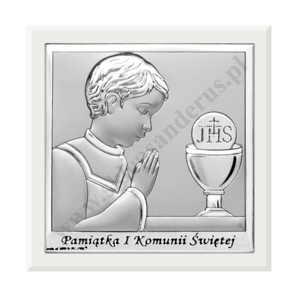 PAMIĄTKA I KOMUNII ŚWIĘTEJ - OBRAZEK SREBRNY  14 x 14 cm - 6568/2XOW