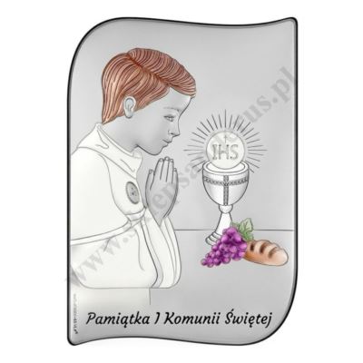 PAMIĄTKA I KOMUNII ŚWIĘTEJ - OBRAZEK SREBRNY 12 x 17 cm - 6793/3OCOL