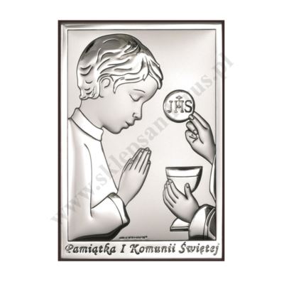 PAMIĄTKA I KOMUNII ŚWIĘTEJ - OBRAZEK SREBRNY 6 x 9 cm - 6491/2O