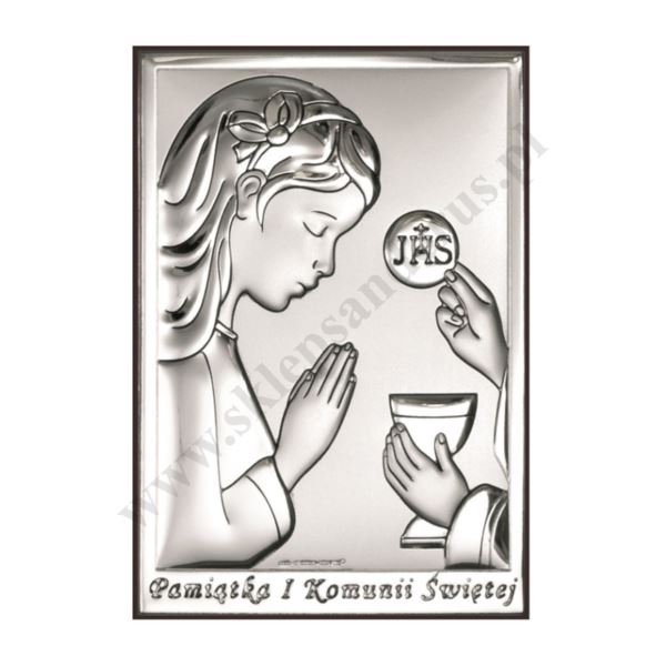 PAMIĄTKA I KOMUNII ŚWIĘTEJ - OBRAZEK SREBRNY 6 x 9 cm - 6491/2A