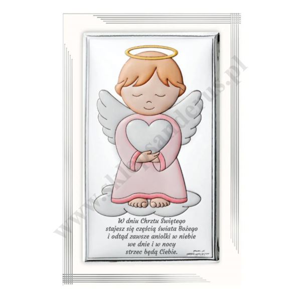 ANIOŁ STRÓŻ - OBRAZEK SREBRNY 11.5 x 17.5 cm - VL75023S2/4LR