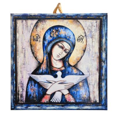 MATKA BOŻA NIOSĄCA DUCHA ŚWIĘTEGO - obrazek na ceramice 15 x 15 cm - 30853