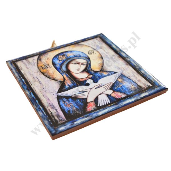 MATKA BOŻA NIOSĄCA DUCHA ŚWIĘTEGO - obrazek na ceramice 15 x 15 cm - 30853