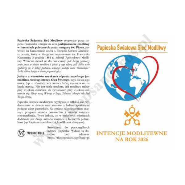 PAPIESKA ŚWIATOWA SIEĆ MODLITW - INTENCJE MODLITEWNE NA ROK 2026 - folder - 57108