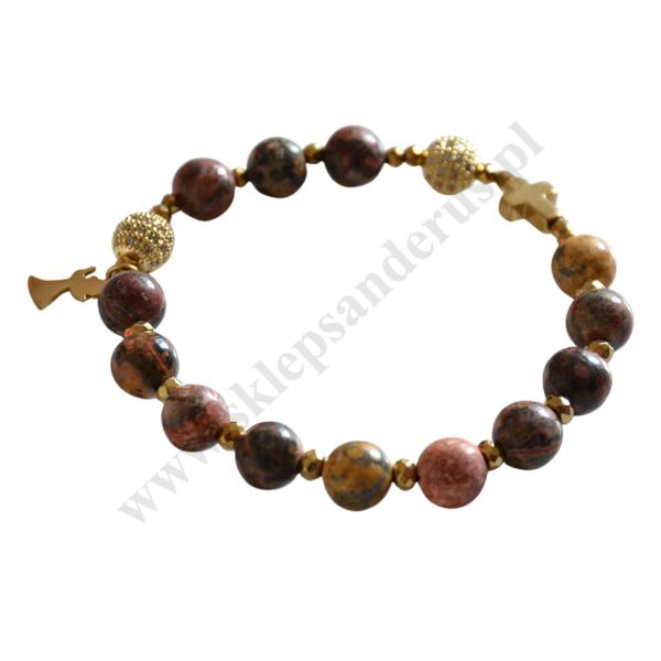 RÓŻANIEC JASPIS LEOPARDZI - bransoletka - 7901
