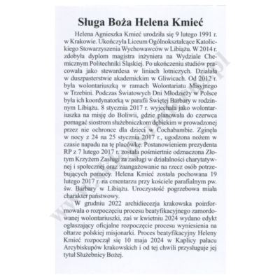 BŁ. HELENA KMIEĆ - obrazek 6.5 x 10 cm - paczka 100 szt. - 3801