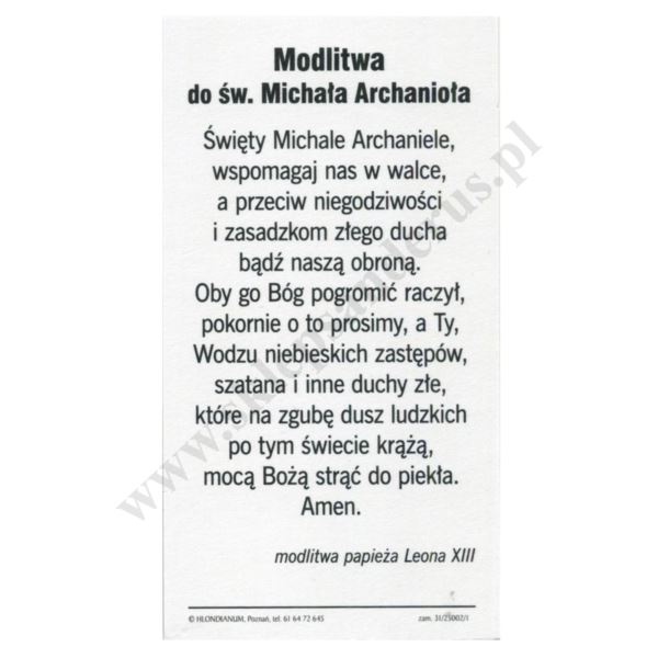 ŚW. MICHAŁA ARCHANIOŁA - obrazek 7 x 13 cm - paczka 25 szt. - 65671
