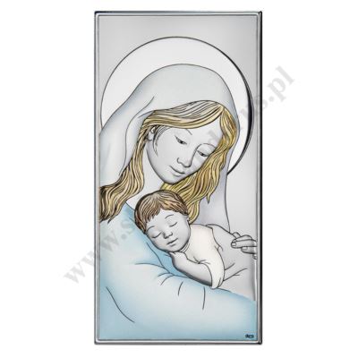 MATKA BOŻA Z DZIECIĄTKIEM - OBRAZEK SREBRNY - 14 x 27 cm - 6381/2COL