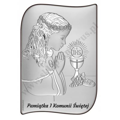 PAMIĄTKA I KOMUNII ŚWIĘTEJ - OBRAZEK SREBRNY 14.5 x 21 cm - 6793/5A