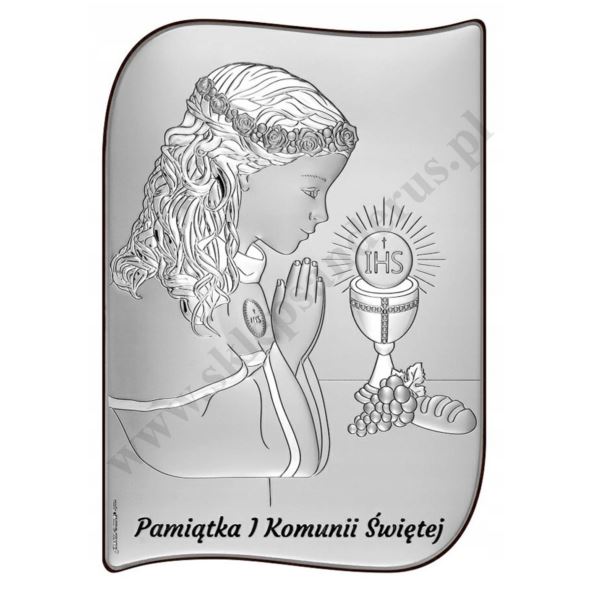PAMIĄTKA I KOMUNII ŚWIĘTEJ - OBRAZEK SREBRNY 14.5 x 21 cm - 6793/5A