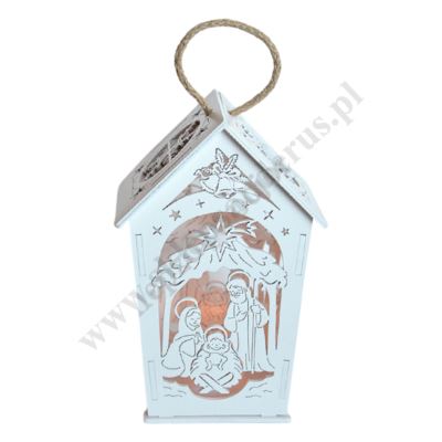 LAMPION RORATNI DREWNIANY BIAŁY - 87203