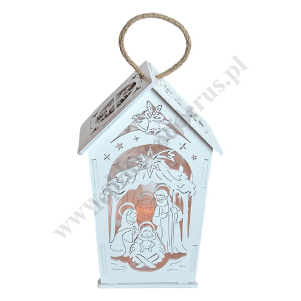 LAMPION RORATNI DREWNIANY BIAŁY - 87203