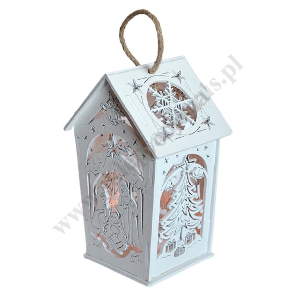 LAMPION RORATNI DREWNIANY BIAŁY - 87203